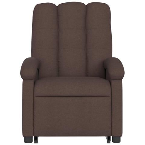 Poltrona Alzapersona Massaggi Reclinabile Marrone Scuro Tessuto - Foto 9