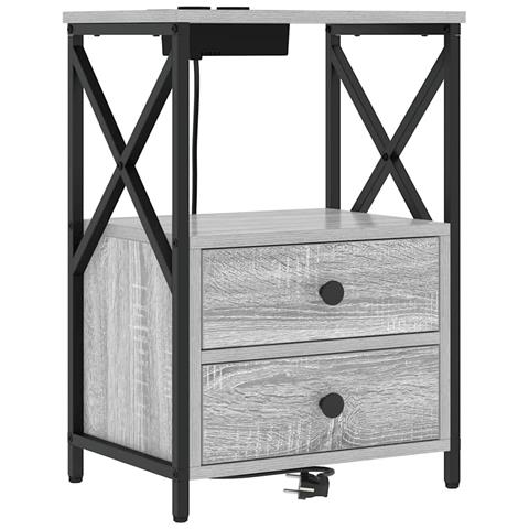 Comò con stazione di ricarica Grigio sonoma Legno multistrato - Foto 1