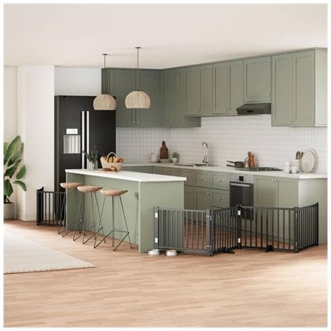 Cancello Cani Porta Pieghevole Nero 12 Pannelli 960 cm Pioppo - Foto 2