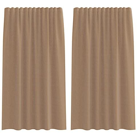 Tende in Voile con Tasche per Aste 2 pz Marrone Chiaro - Foto 1