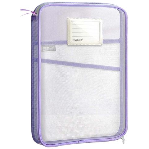 Borsa A Tre Strati Per Studenti - Organizer A Forma Di L Con Cerniera Purple - Foto 1