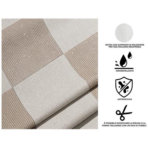 Tovaglia Antimacchia Pvc Proteggi Tavolo Maniva Glitter Quadri 140x220 D10 Beige - Foto 2