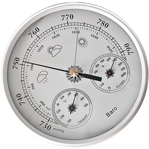 Barometro Analogico Da 130 Mm Con Termometro E Igrometro - Stazione Meteo 3 In 1 White - Foto 2