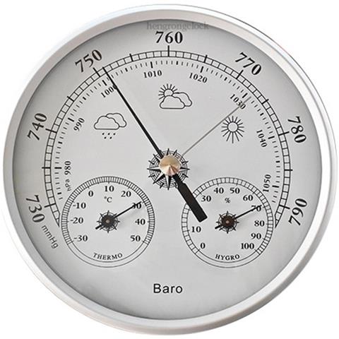 Barometro Analogico Da 130 Mm Con Termometro E Igrometro - Stazione Meteo 3 In 1 White - Foto 1