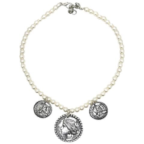 Collana Di Perle E Monete D'argento - Foto 1