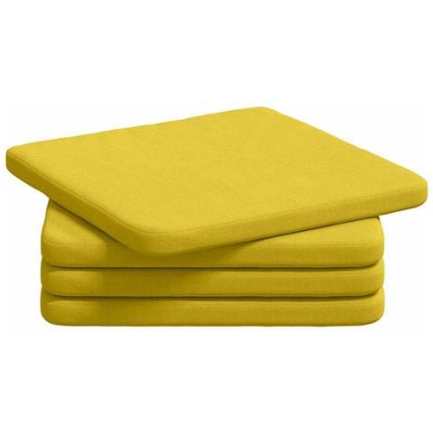 Cuscini per Seduta 4 pcs Giallo Chiaro 40 x 40 x 3 cm Tessuto - Foto 1