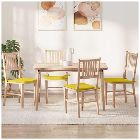 Cuscini per Seduta 4 pcs Giallo Chiaro 40 x 40 x 3 cm Tessuto - Foto 2