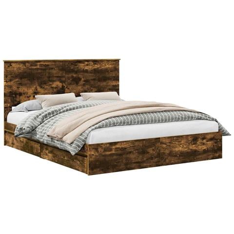 Letto con Contenitore con testiera Rovere fumé 160 x 200 cm - Foto 1