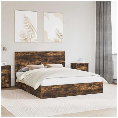 Letto con Contenitore con testiera Rovere fumé 160 x 200 cm - Foto 2