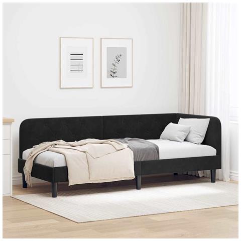 Cornice del letto ad angolo Nero 80 x 200 cm Velluto - Foto 2