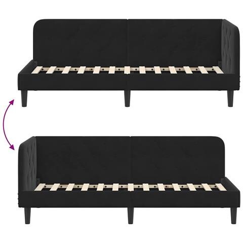 Cornice del letto ad angolo Nero 80 x 200 cm Velluto - Foto 9