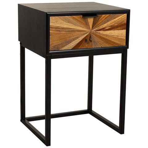 Comodino In Legno Di Recupero Nero Con 2 Cassetti 40x36x60h Cm - Foto 1