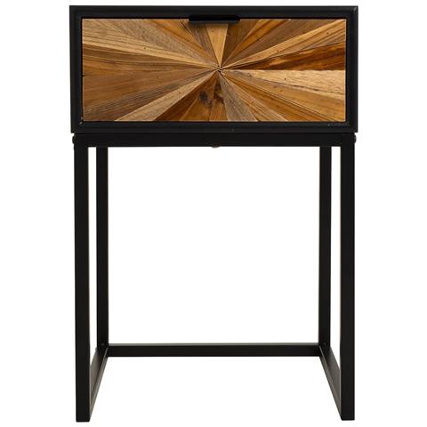 Comodino In Legno Di Recupero Nero Con 2 Cassetti 40x36x60h Cm - Foto 2