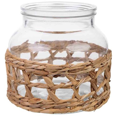 Vaso In Vetro Rivestito In Fibre Naturali D12x16h Cm - Foto 1