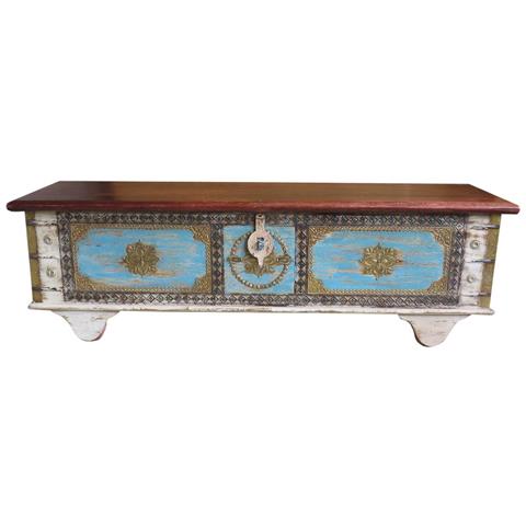 Baule In Legno Blu 146x40x45h Cm - Foto 1