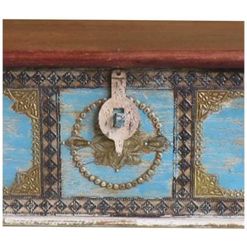 Baule In Legno Blu 146x40x45h Cm - Foto 2