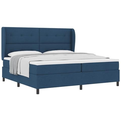 Letto a molle con materasso Blu 200 x 200 cm Tessuto - Foto 1