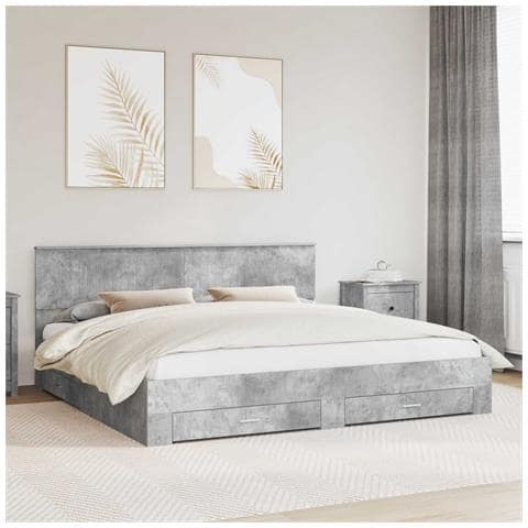 Struttura del letto con cassetto Grigio Cemento 200 x 200 cm - Foto 2