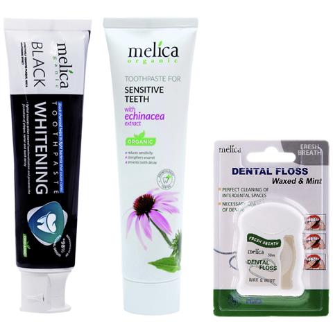 SET DENTIFRICIO E FILO INTERDENTALE BIOLOGICO 98% CARBONE NERO SBIANCANTE BIO NATURALE per DENTI BIANCHI ed ESTRATTO DI ECHINACEA BIO NATURALE 97% con XILITOLO e CALCIO 200 ml + Filo interdentale alla menta 50 ml - Foto 1