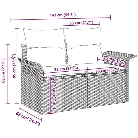 Set Divano da Giardino con cuscino 7 pcs Grigio polyrattan - Foto 9