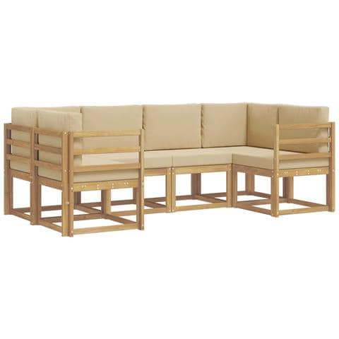 Set di divani da esterno con cuscino 6 pcs Bianco e Beige - Foto 1