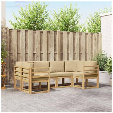 Set di divani da esterno con cuscino 6 pcs Bianco e Beige - Foto 2