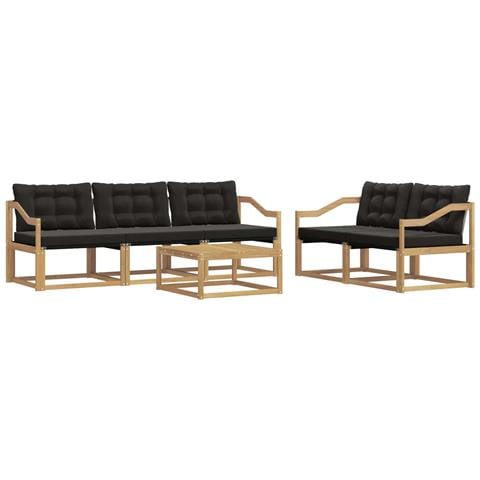 Set di divani da esterno 6 pcs Bianco e Nero 79 x 79 x 37 cm - Foto 1