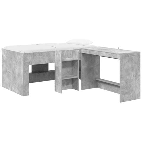 Letto alto per bambini con scrivania 2 pz Grigio Cemento - Foto 1