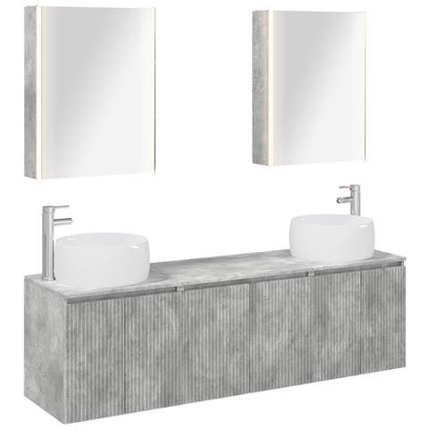 Set di Armadi da Bagno 5 pcs Grigio Cemento - Foto 1