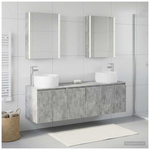 Set di Armadi da Bagno 5 pcs Grigio Cemento - Foto 2