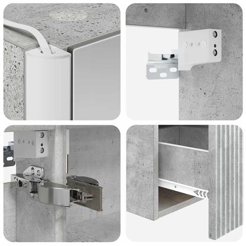 Set di Armadi da Bagno 5 pcs Grigio Cemento - Foto 9