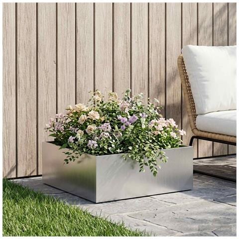 Vaso da giardino Argento 40 x 40 x 20 cm Acciaio Inox - Foto 2