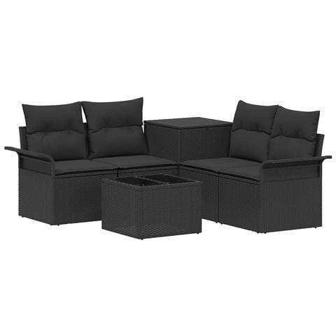 Set di divani 6 pz 4-Numero di posti Nero - Foto 1
