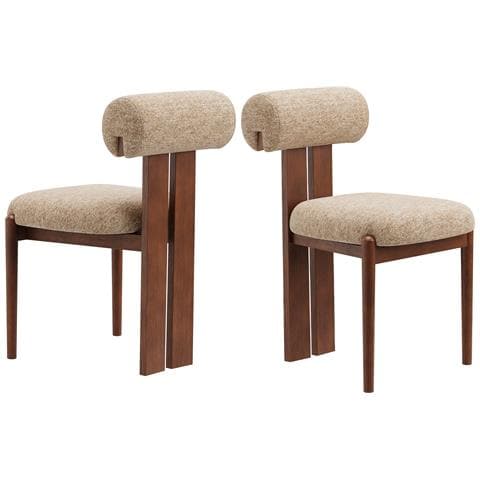 Set Di 2 Sedie Da Pranzo Schienale Cilindrico 50x61.5x78.5cm - Cammello - Foto 1