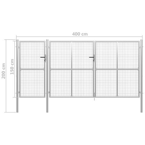 Cancello Per Giardino In Acciaio 400x150 Cm Argento - Foto 2
