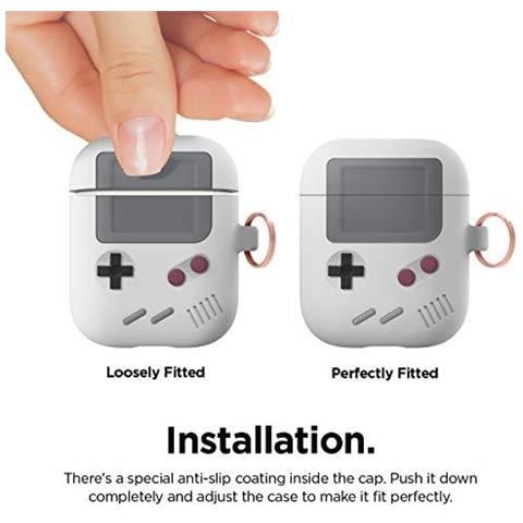 Aw5 Airpods Case Cover Compatibile Con Apple Airpods Caso 2 1 - Il Caso Di Disegno Classico Giocatore Del Gioco Con Portachiavi Wireless Charging Compatibile (grigio Chiaro) - Foto 4