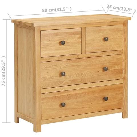 Cassettiera 80x35x75 Cm In Legno Massello Di Rovere - Foto 6