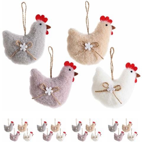 Galline Decorative Da Appendere Imbottite Addobbi Per Casa E Negozi Per Pasqua E Primavera Set 12 Pezzi - Foto 1