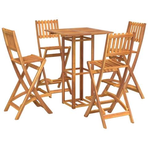 Set Da Bar Per Esterni 5 Pz In Legno Massello Di Acacia - Foto 2