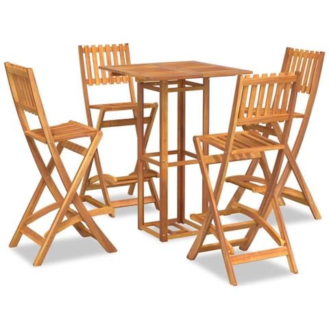 Set Da Bar Per Esterni 5 Pz In Legno Massello Di Acacia - Foto 1