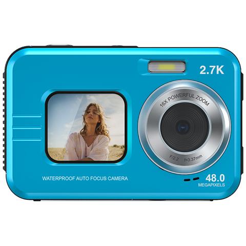 Fotocamera Subacquea Impermeabile 48mp / 4k /zoom 16x /doppio Schermo /messa A Fuoco Automatica Blue - Foto 1