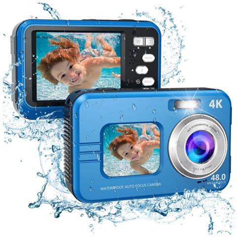 Fotocamera Subacquea Impermeabile 48mp / 4k /zoom 16x /doppio Schermo /messa A Fuoco Automatica Blue - Foto 10