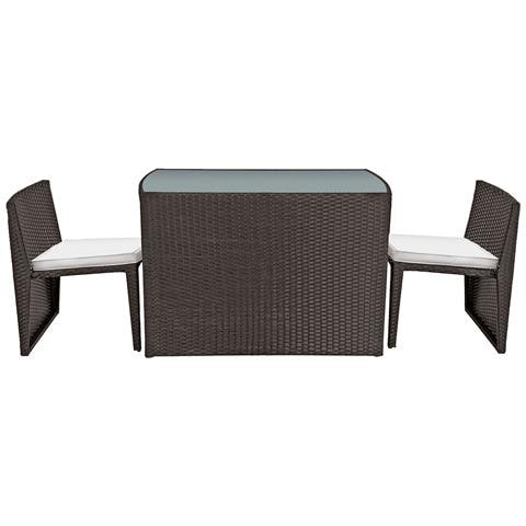 Santorin Mobili Da Giardino Da Incasso In Resina Intrecciata Marrone Per 2 Persone - Cuscini Crema - Foto 10