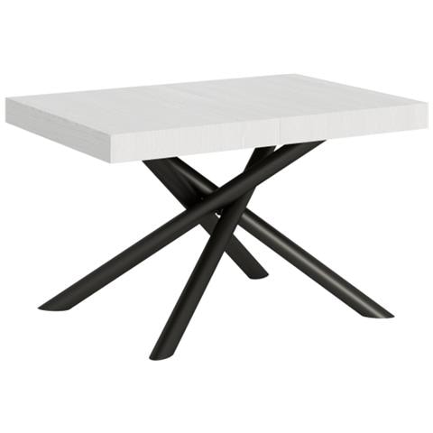 Tavolo Allungabile 90x130/390 Cm Famas Telaio Antracite - Bianco Frassino - Foto 1