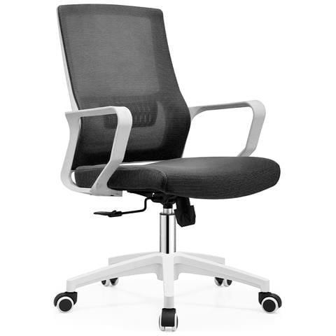 Sedia Ufficio Nero Con Struttura Bianca Poltrona Da Scrivania Studio Cameretta - Foto 1