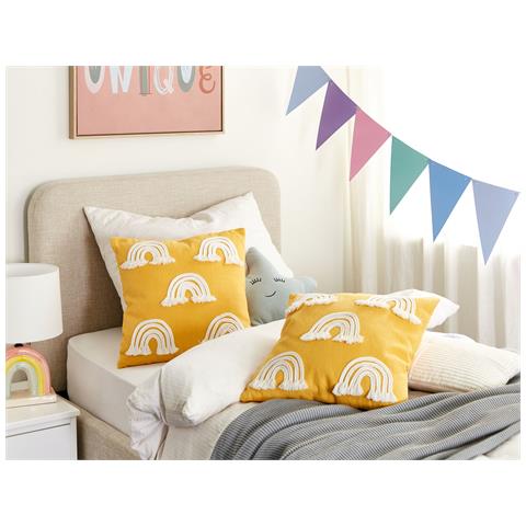 Set Di 2 Cuscini Leea Cotone 45 X 45 Cm Giallo - Foto 1