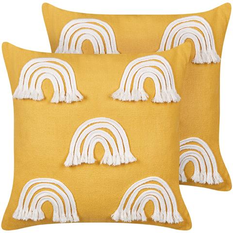 Set Di 2 Cuscini Leea Cotone 45 X 45 Cm Giallo - Foto 2