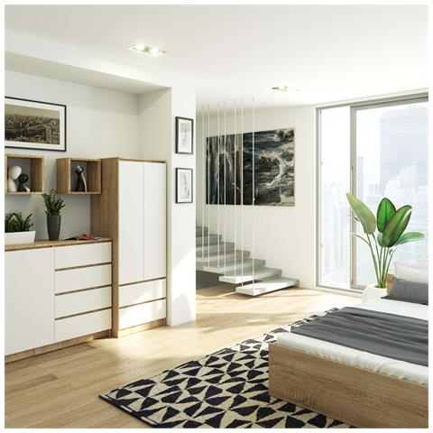 Armadio A 2 Ante Battenti E Cassetti S60, 60x51x180 cm, Colore Sonoma Quercia e Bianco - Foto 6