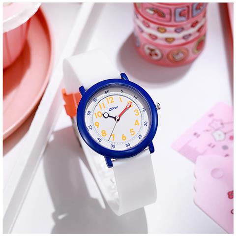 Orologio Quartz Per Bambini Impermeabile Modello Flex, Bianco / Blu - Foto 2