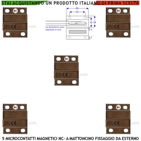 Contatto Magnetico Micro Marrone Per Allarme Di Infissi 5 Pezzi Reed Nc In Ampolla Di Vetro Sottovuoto Sensibilità Mag - Foto 1